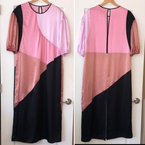 Kate Spade Collection Color Block Silk Midi Dress, Size 14. Retail $698. - Picture 2 of 14
